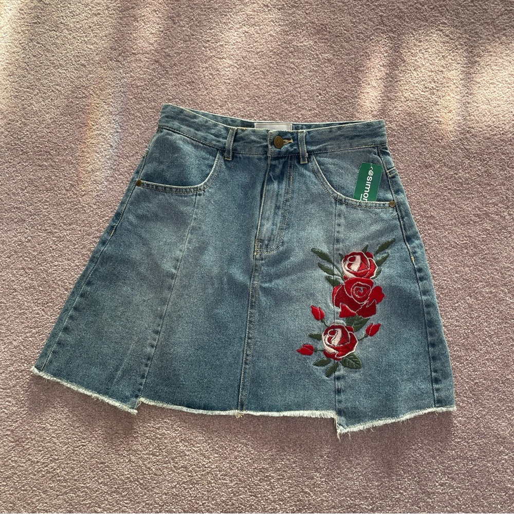 MINKPINK blue denim skirt